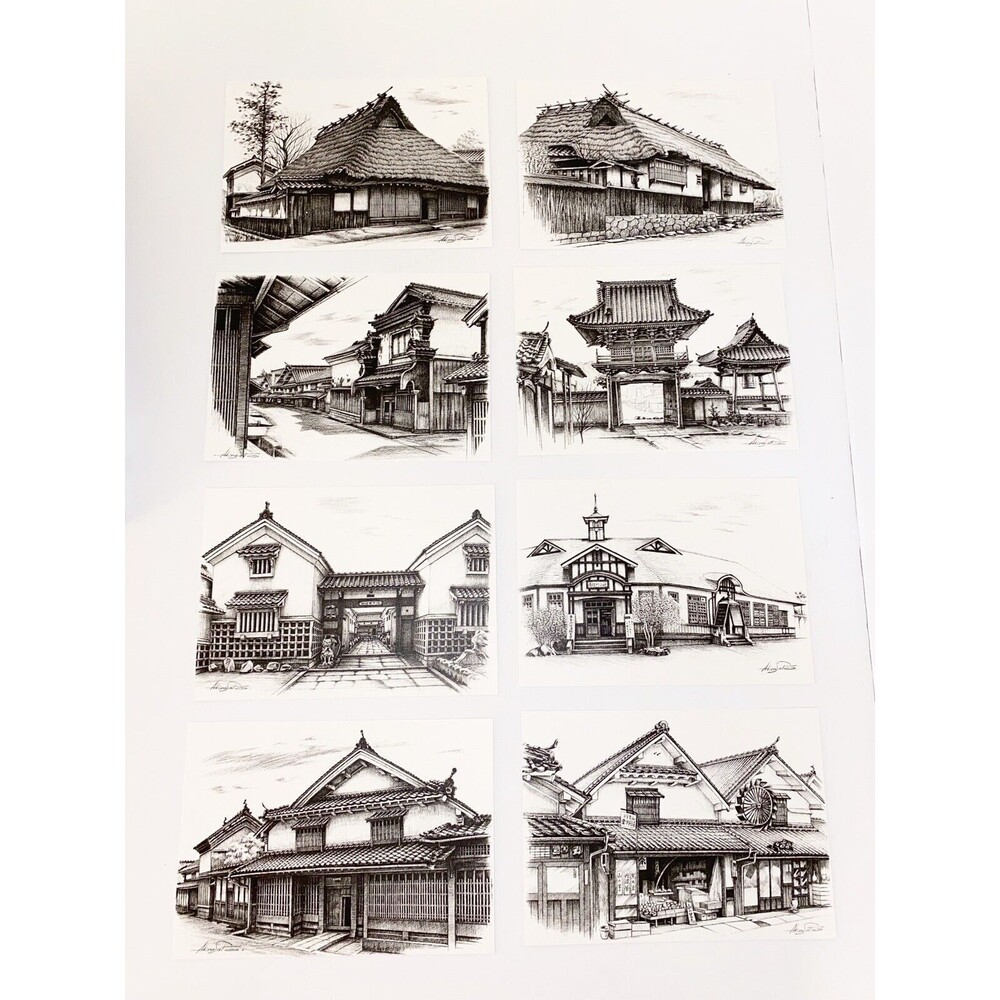 AKIRA SATO Tanba Sasayama Collection of Original Drawings 8 Postcard Prints